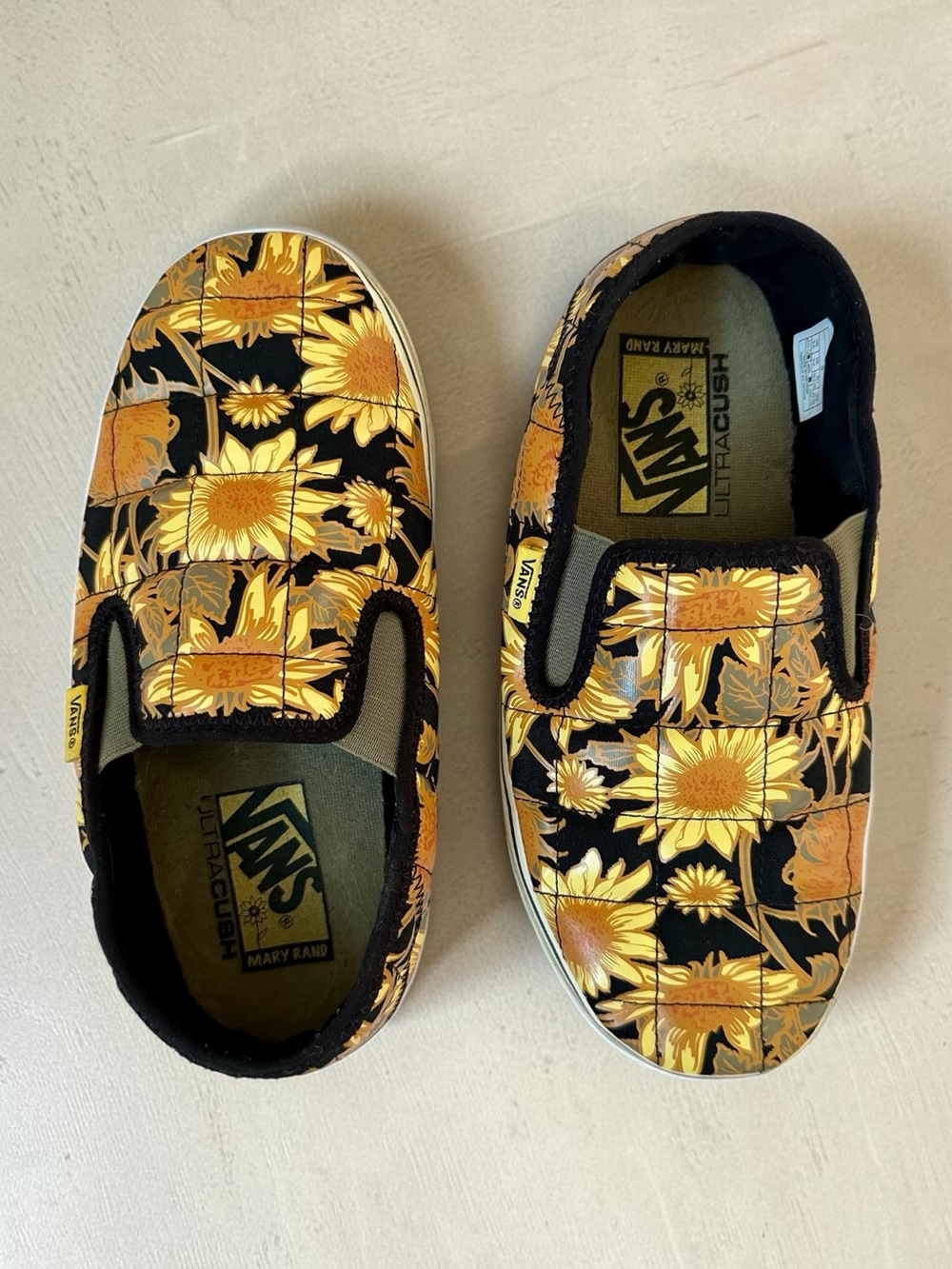 Vans Soft Shoes in Black & Yellow Floral Print